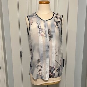 Le Chateau Floral Sheer Blouse - Black and White